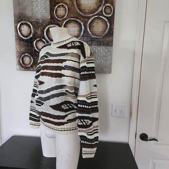 VTG Coogi Style 3-D Knit Bachrach Oversized Sweater Multicolor Textured Sz M - Picture 4 of 8